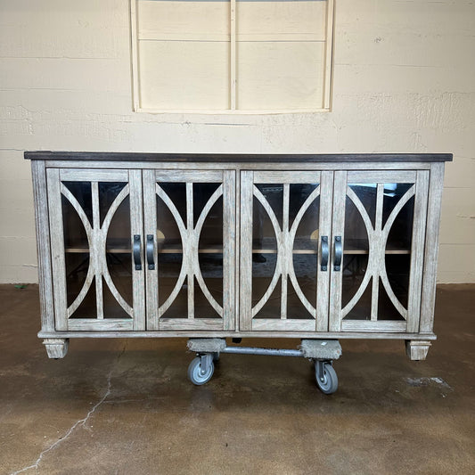 The Rustic Lattice 4-Door Sideboard Credenza