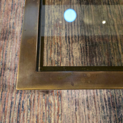 Square Metal Grid Frame Glass Top Coffee Table