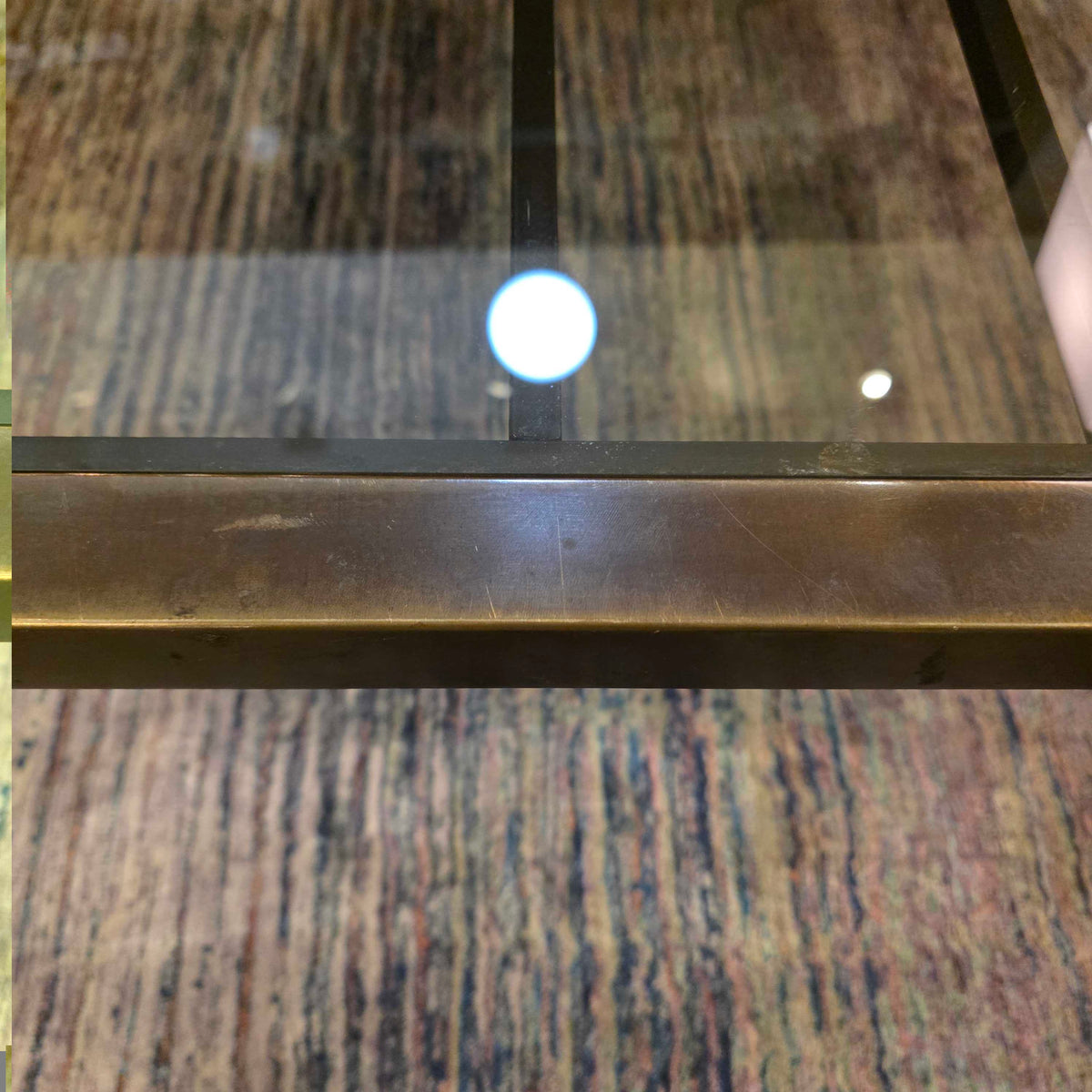 Square Metal Grid Frame Glass Top Coffee Table