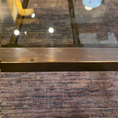 Square Metal Grid Frame Glass Top Coffee Table
