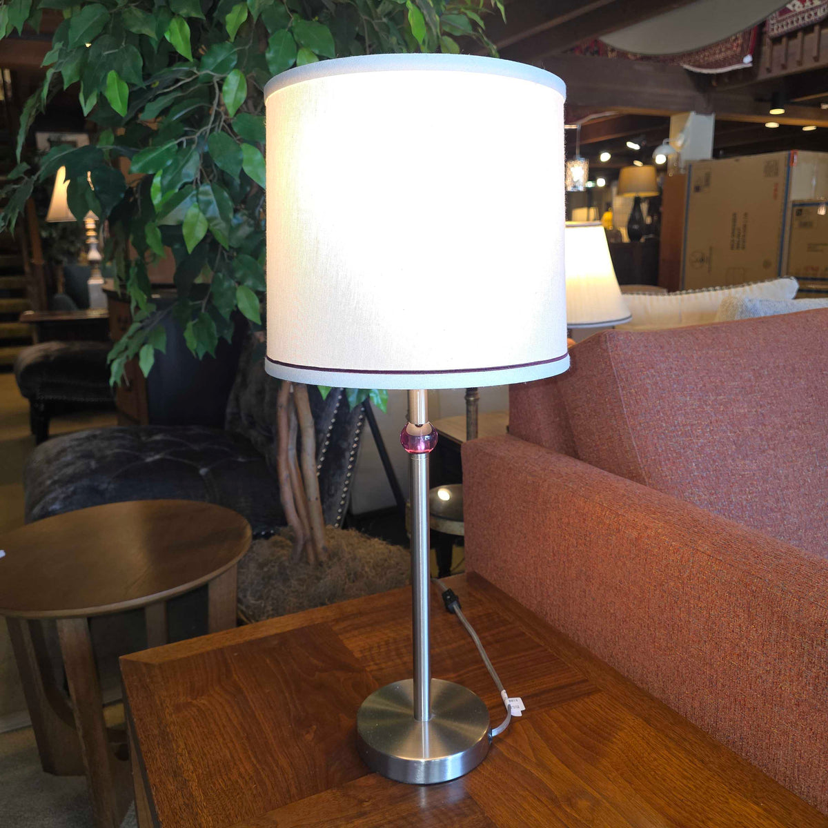 Silver Base with Purple Ball Accent Table Lamp