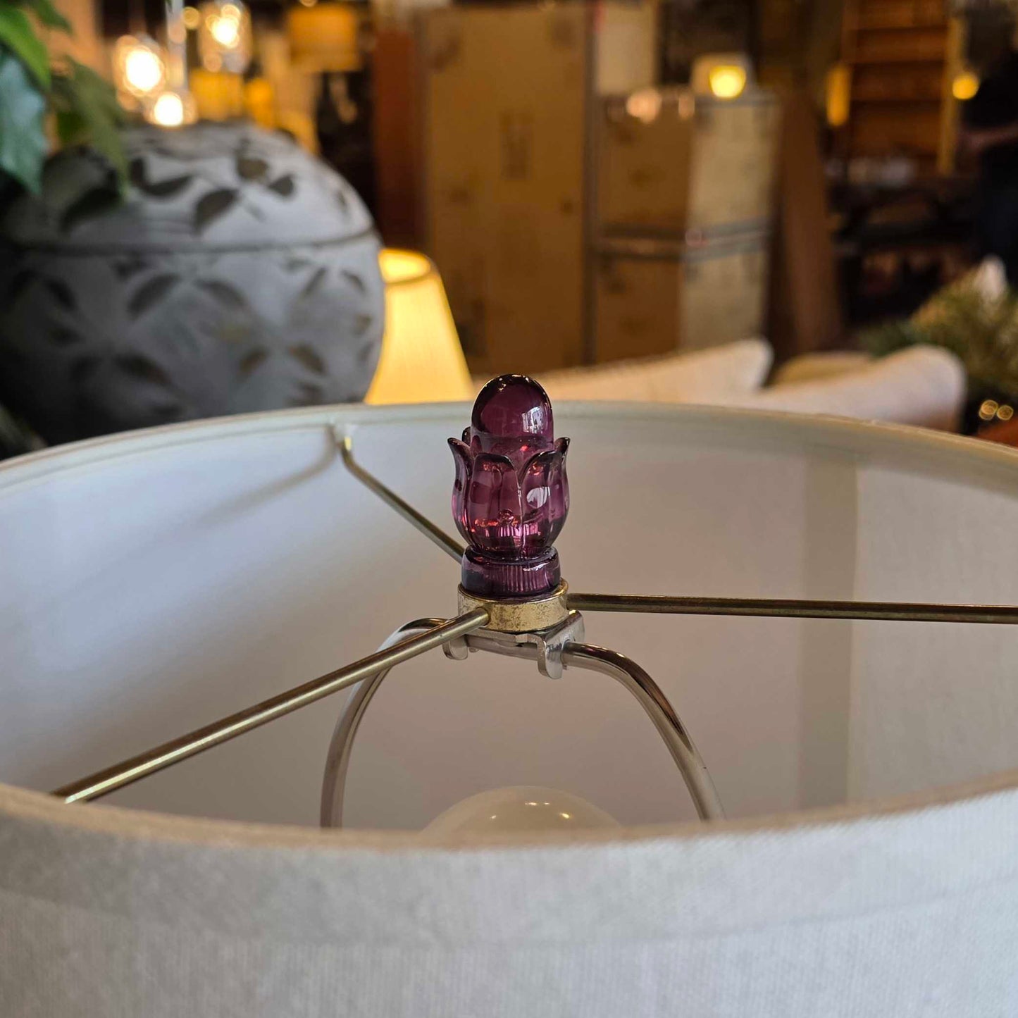Silver Base with Purple Ball Accent Table Lamp