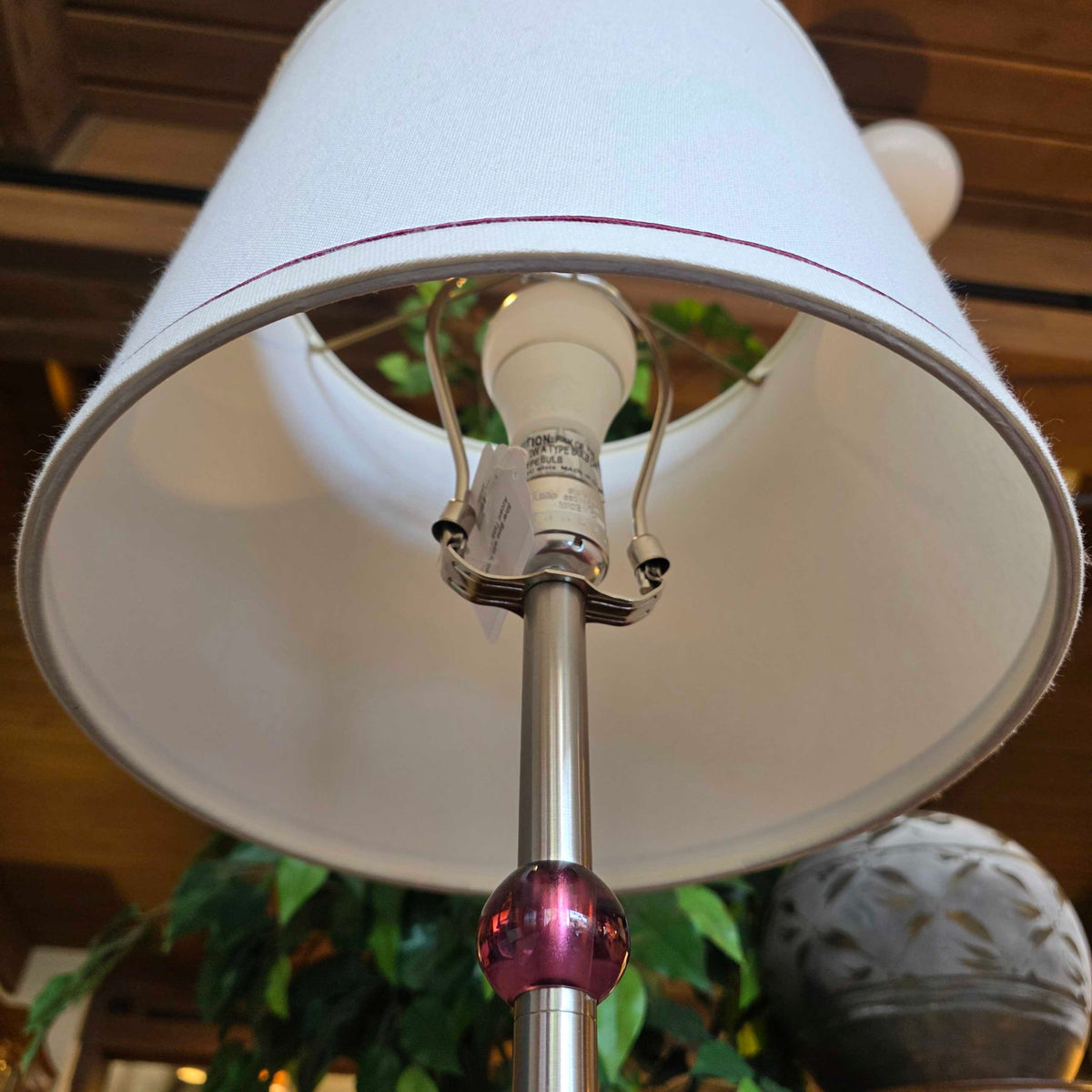 Silver Base with Purple Ball Accent Table Lamp