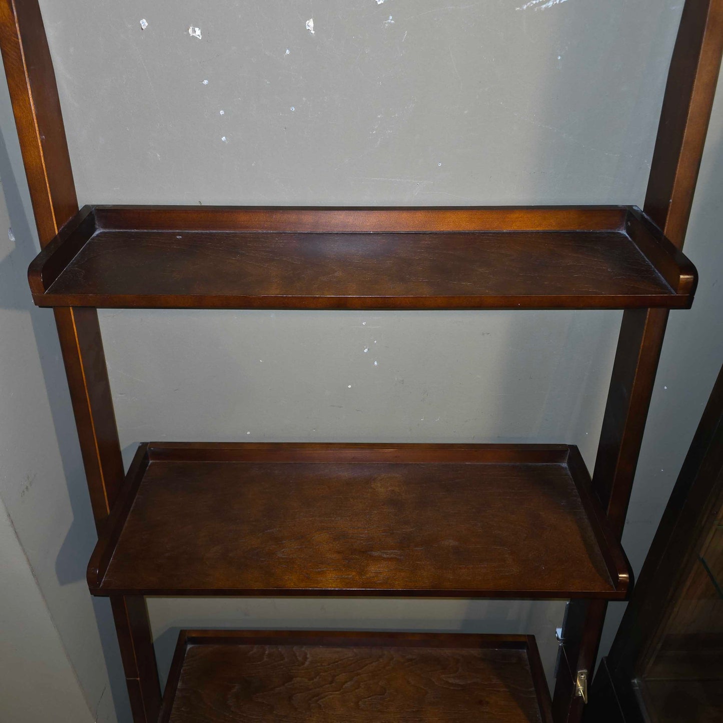 3 Tier Dark Wood Leaning Shelf