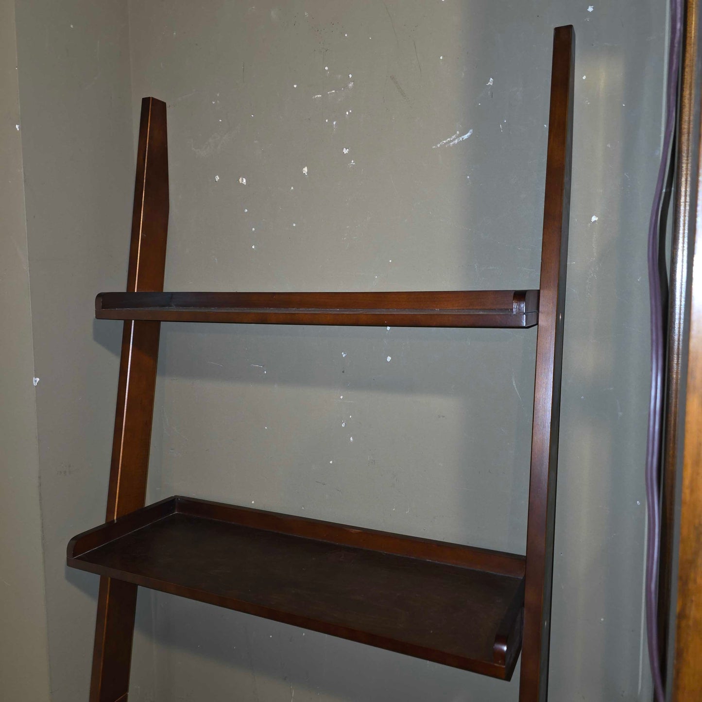 3 Tier Dark Wood Leaning Shelf