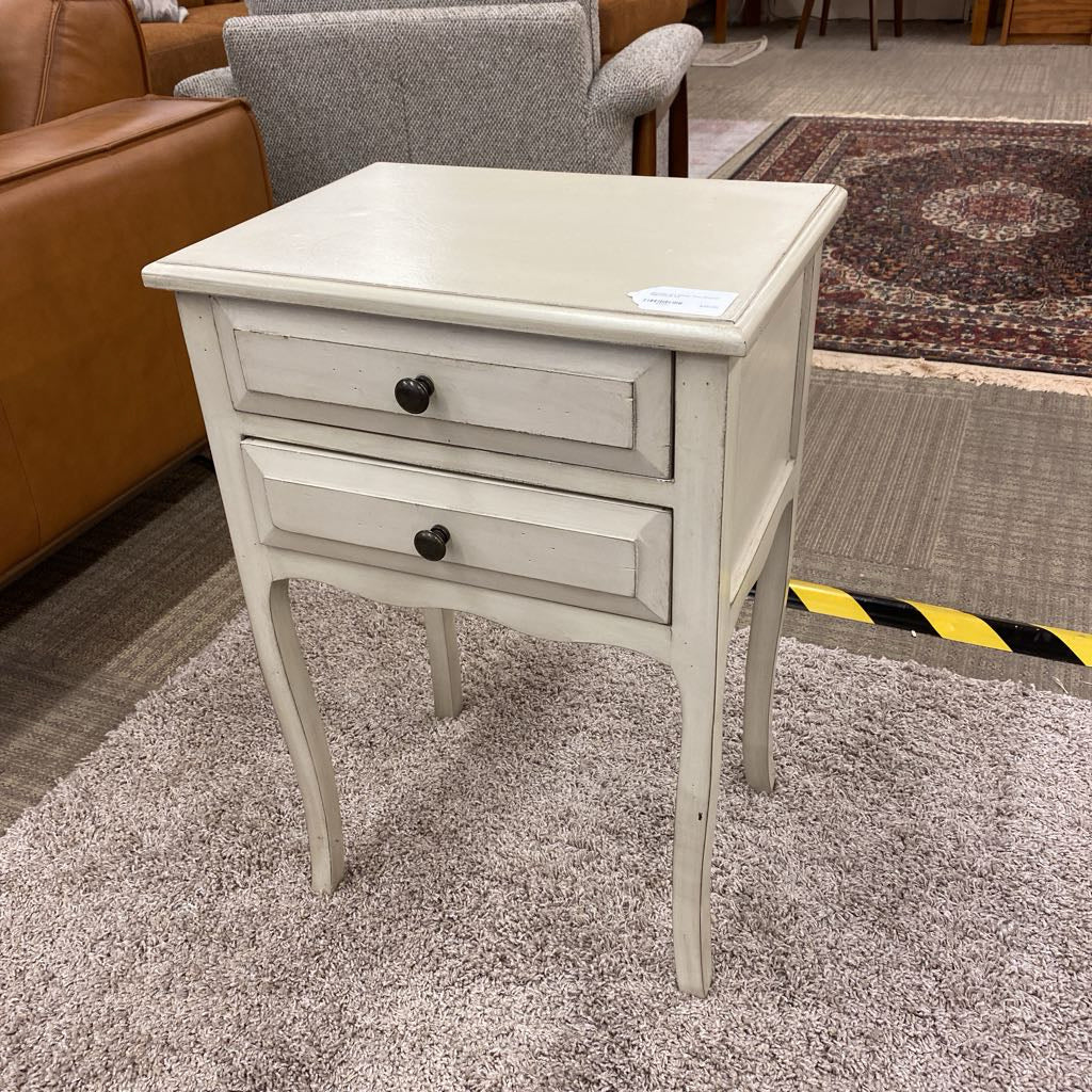 Vintage Off White Two Drawer Nightstand