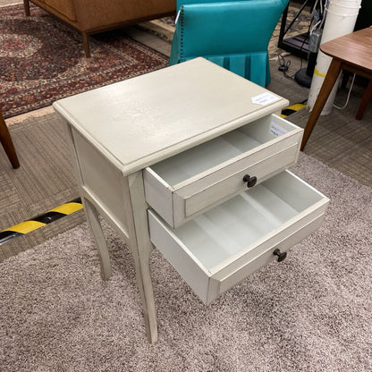 Vintage Off White Two Drawer Nightstand