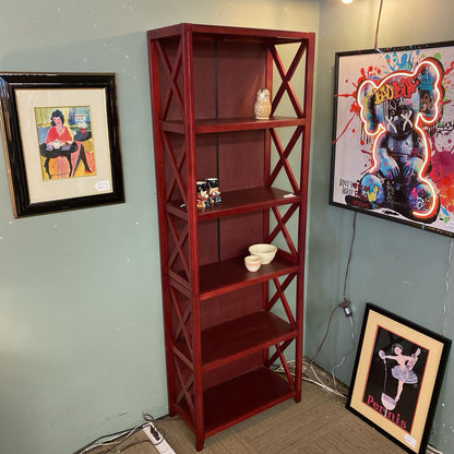 Two Piece Merlot Xframe Bookcase