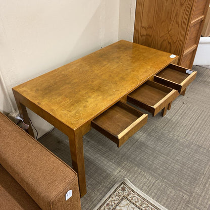 Contemporary Burl Wood Desk w/Drawers (AS IS)