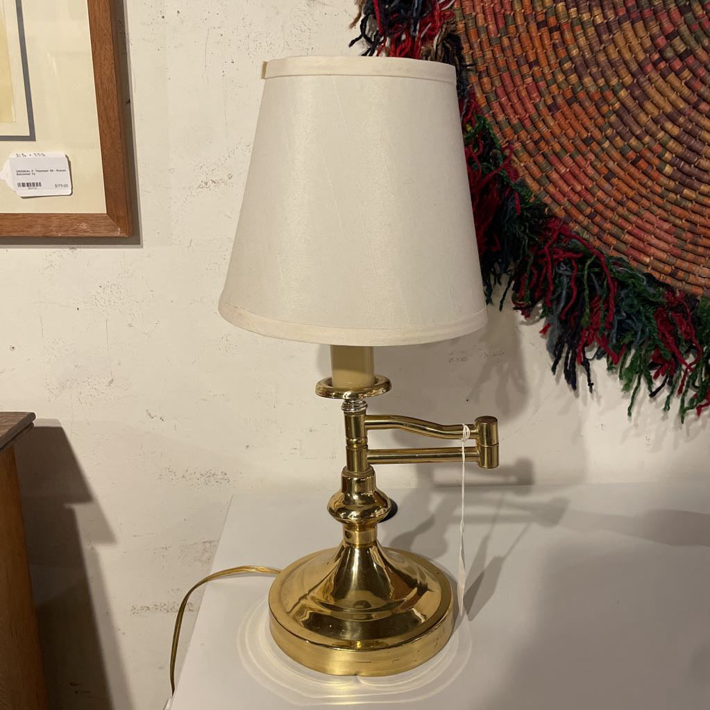 Round Brass Adjust. Offset Desk Lamp