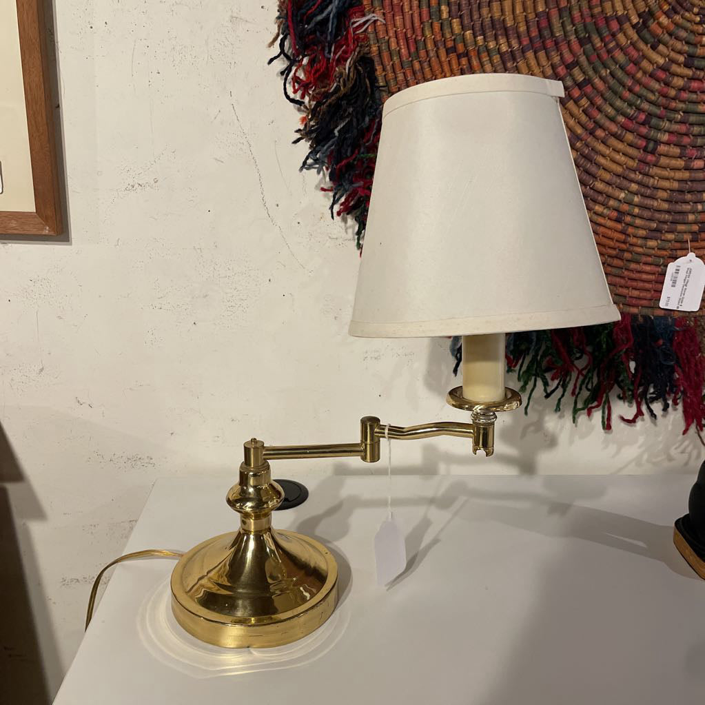 Round Brass Adjust. Offset Desk Lamp