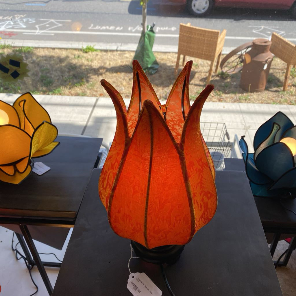 Tangerine Silk Blossom Table Lamp