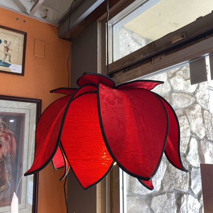 Red Silk Hanging Flower Lamp