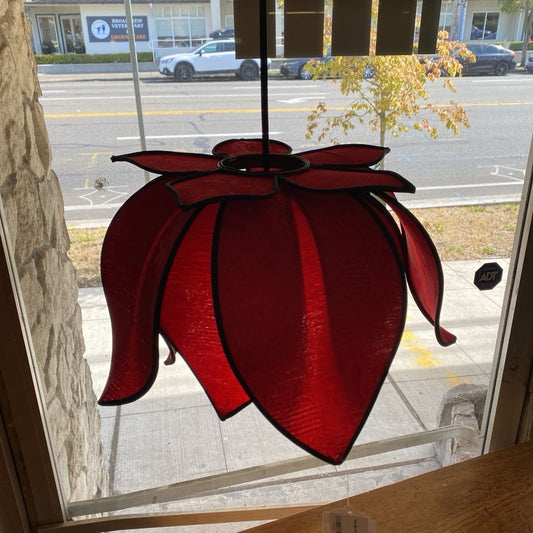 Red Silk Hanging Flower Lamp