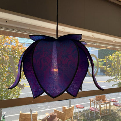 Purple Silk Hanging Flower Lamp
