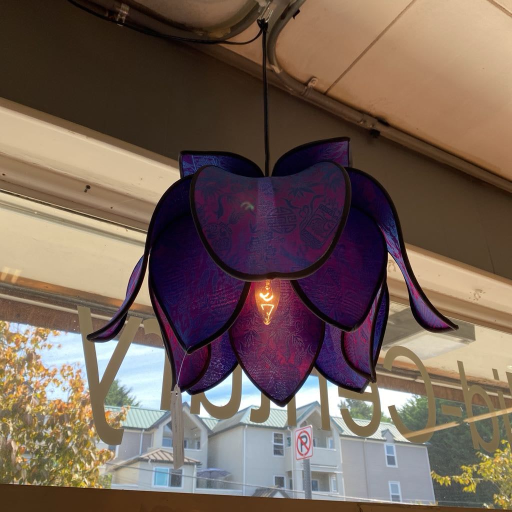 Purple Silk Hanging Flower Lamp