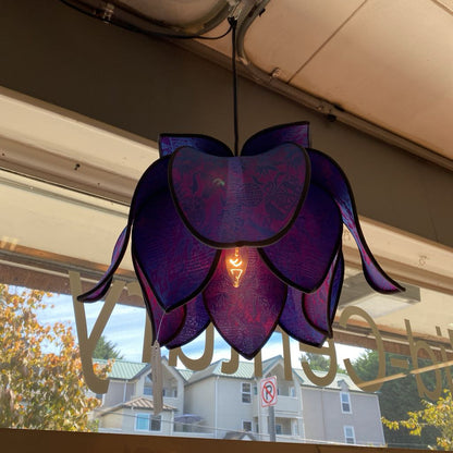 Purple Silk Hanging Flower Lamp