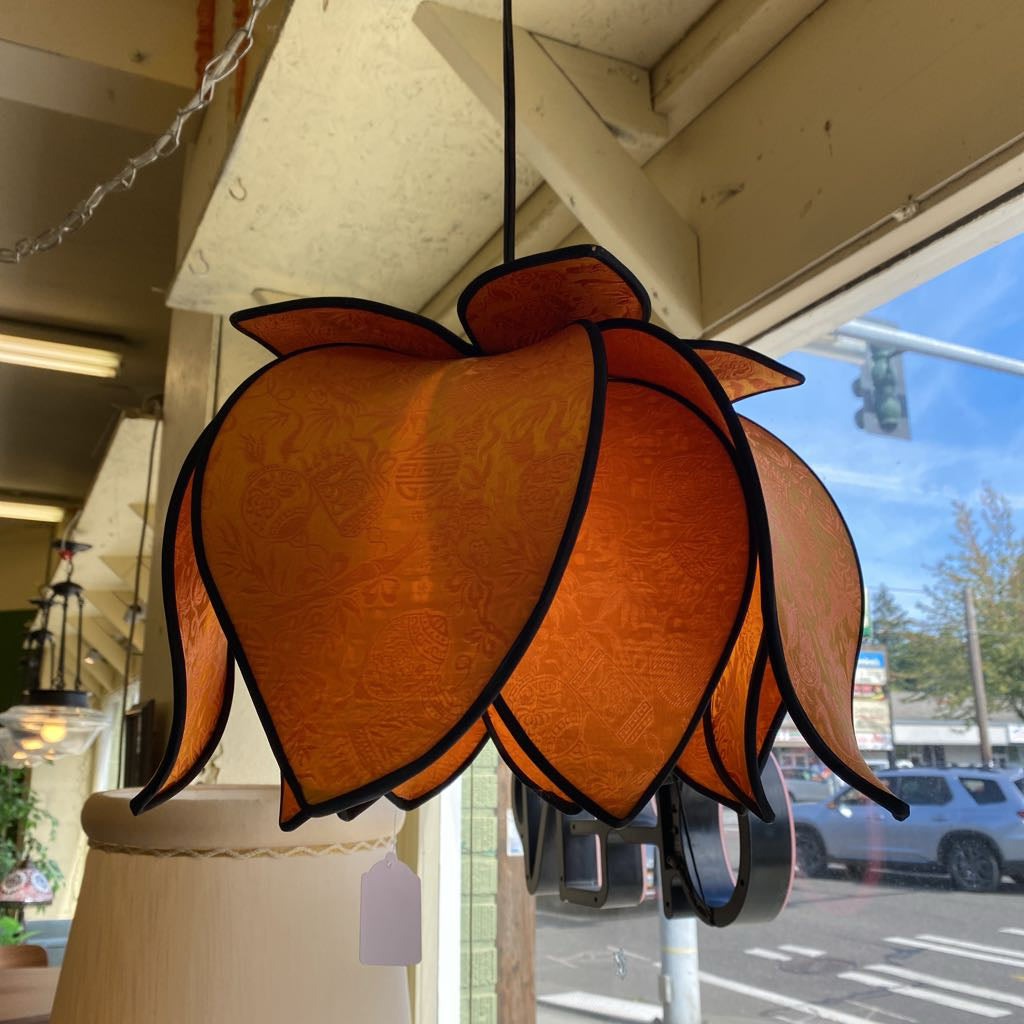 Orange Silk Hanging Flower Lamp