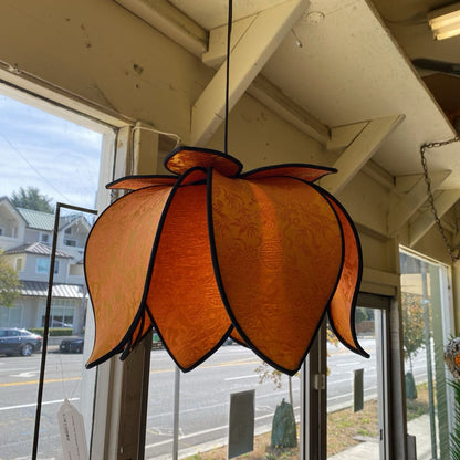 Orange Silk Hanging Flower Lamp
