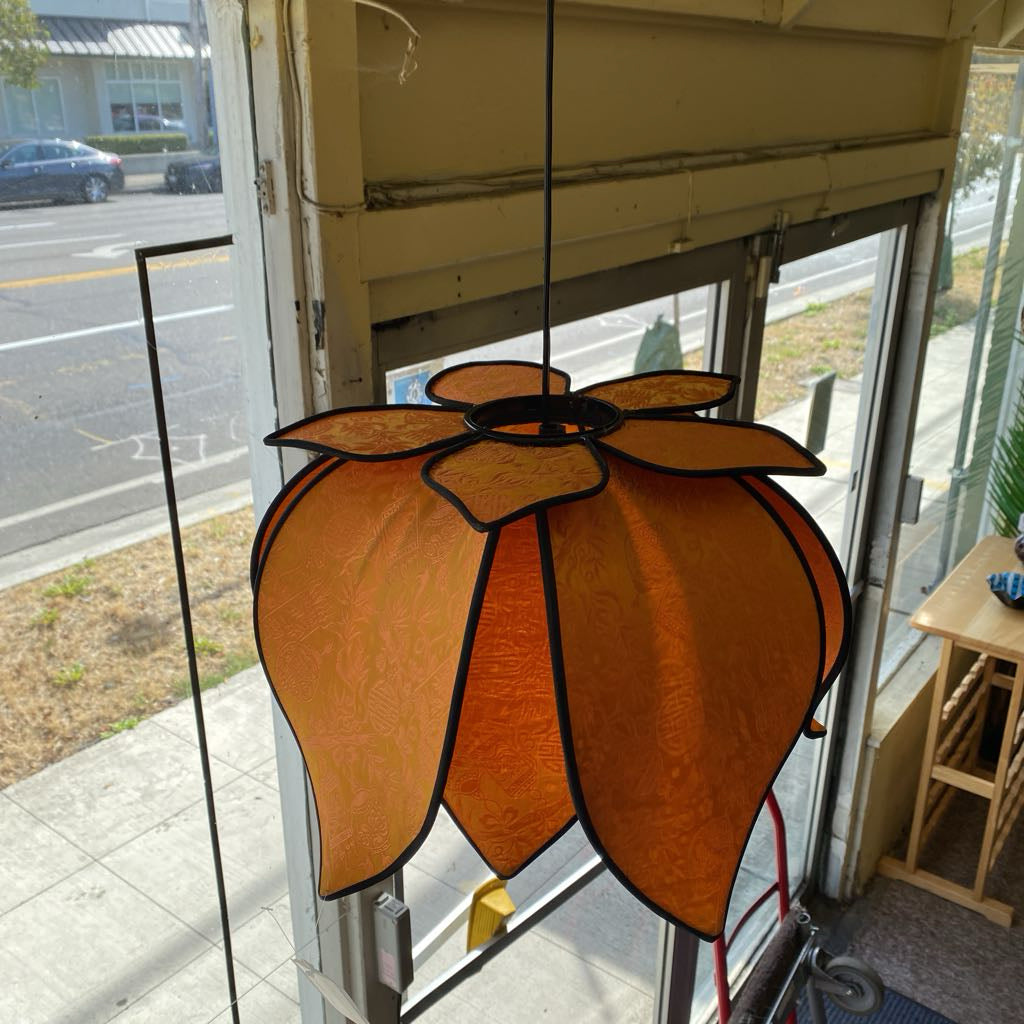 Orange Silk Hanging Flower Lamp