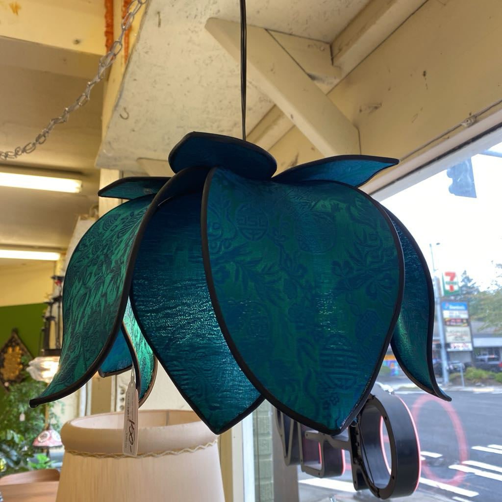 Blue Silk Hanging Flower Lamp