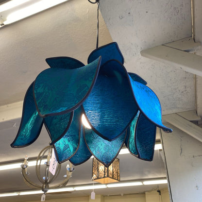 Blue Silk Hanging Flower Lamp