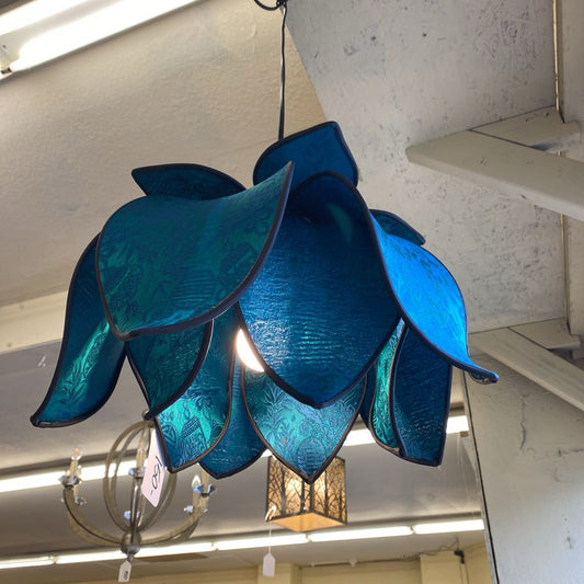 Blue Silk Hanging Flower Lamp
