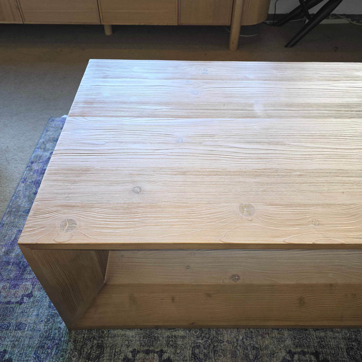 Blonde Wood Crate & Barrell Beveled Open Coffee Table