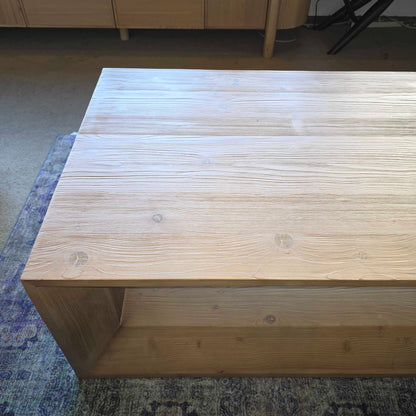 Blonde Wood Crate & Barrell Beveled Open Coffee Table