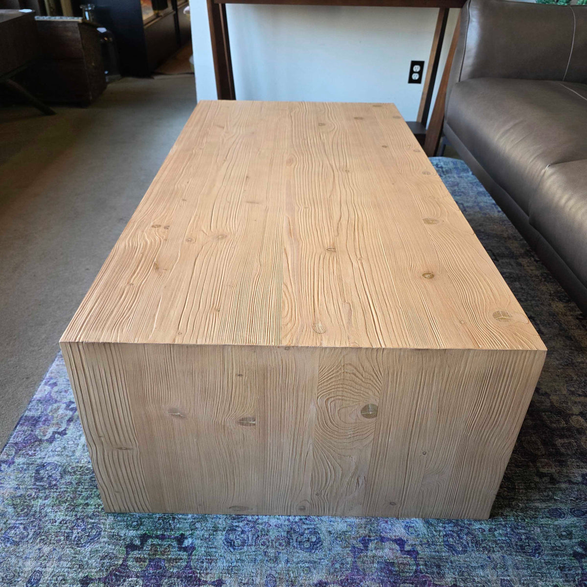 Blonde Wood Crate & Barrell Beveled Open Coffee Table
