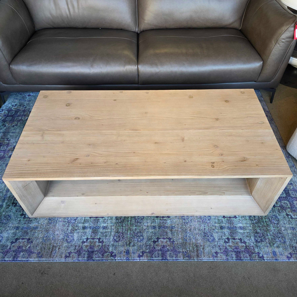 Blonde Wood Crate & Barrell Beveled Open Coffee Table