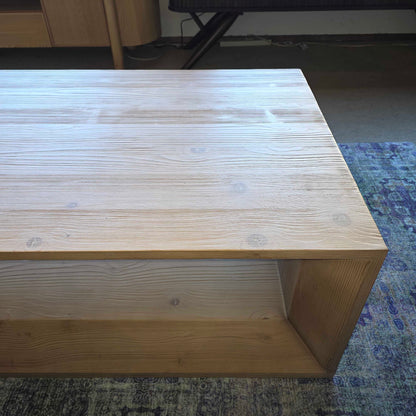 Blonde Wood Crate & Barrell Beveled Open Coffee Table