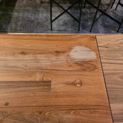 Crate & Barrel Wooden Extandable Metal Leg Dining Table