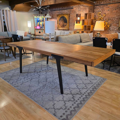 Crate & Barrel Wooden Extandable Metal Leg Dining Table