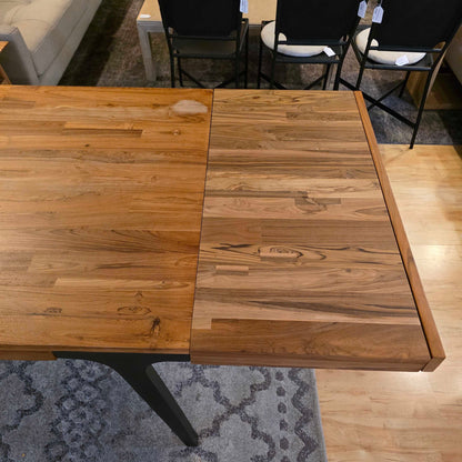 Crate & Barrel Wooden Extandable Metal Leg Dining Table