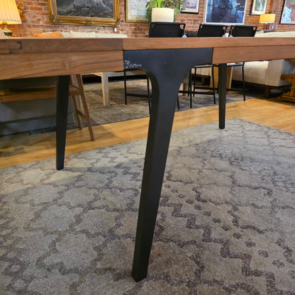 Crate & Barrel Wooden Extandable Metal Leg Dining Table