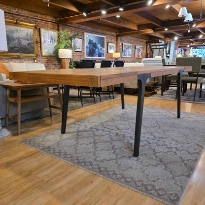 Crate & Barrel Wooden Extandable Metal Leg Dining Table