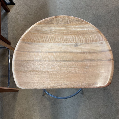 West Elm Semi Circle Seat Wooden Stool w/ Metal Legs