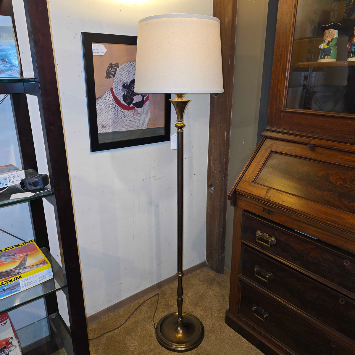 Bronze Floor Lamp w/ Beige Shade