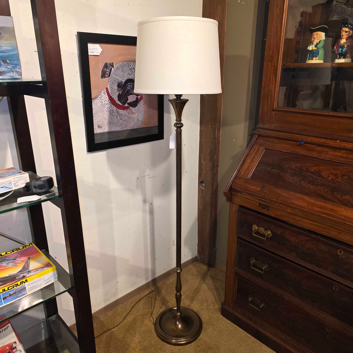 Bronze Floor Lamp w/ Beige Shade
