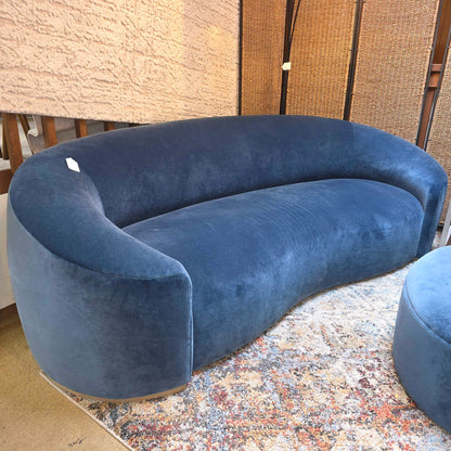 Maiden Home Chelsea Pacific Blue Velvet Curved Sofa