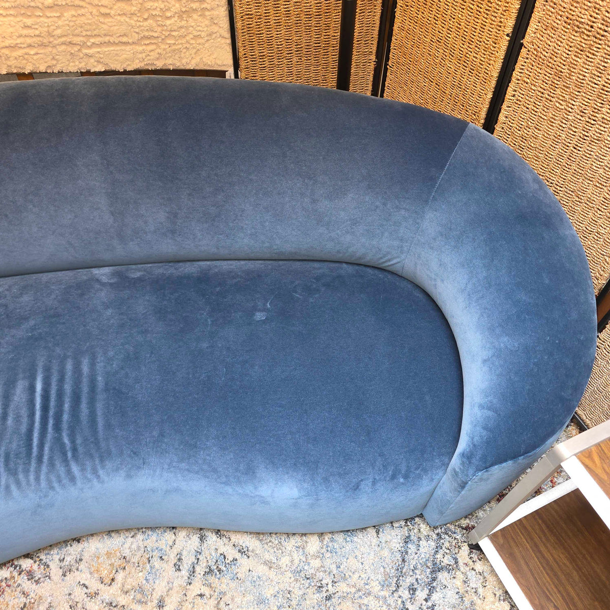 Maiden Home Chelsea Pacific Blue Velvet Curved Sofa