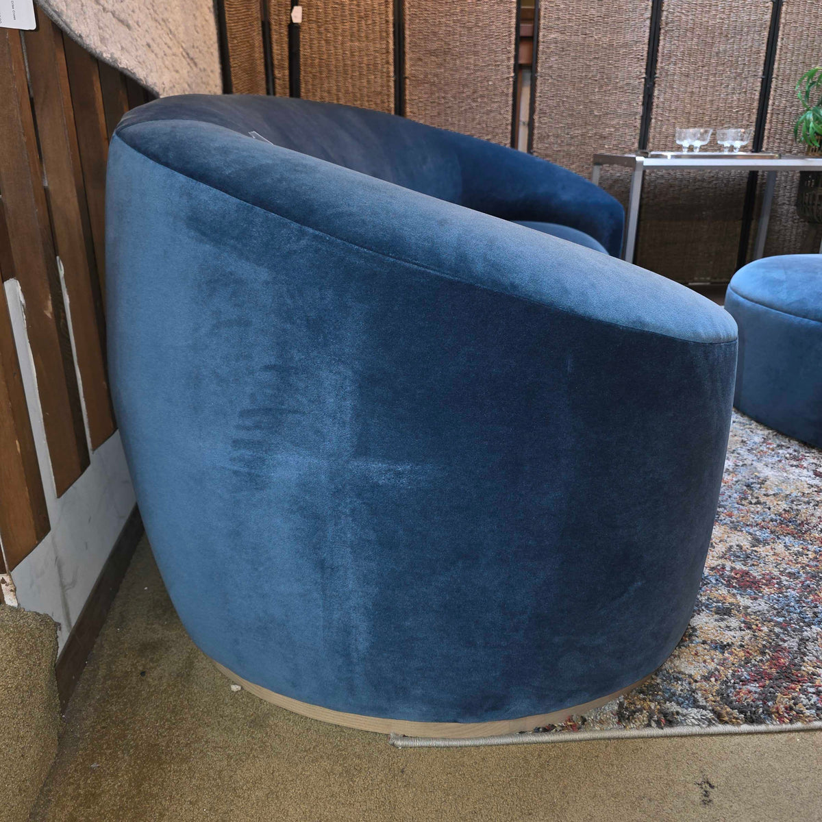 Maiden Home Chelsea Pacific Blue Velvet Curved Sofa