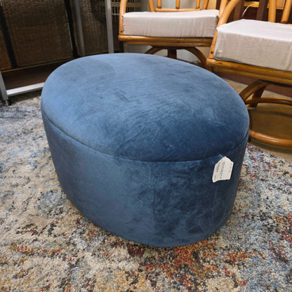Maiden Home Chelsea Pacific Blue Velvet Oval Ottoman