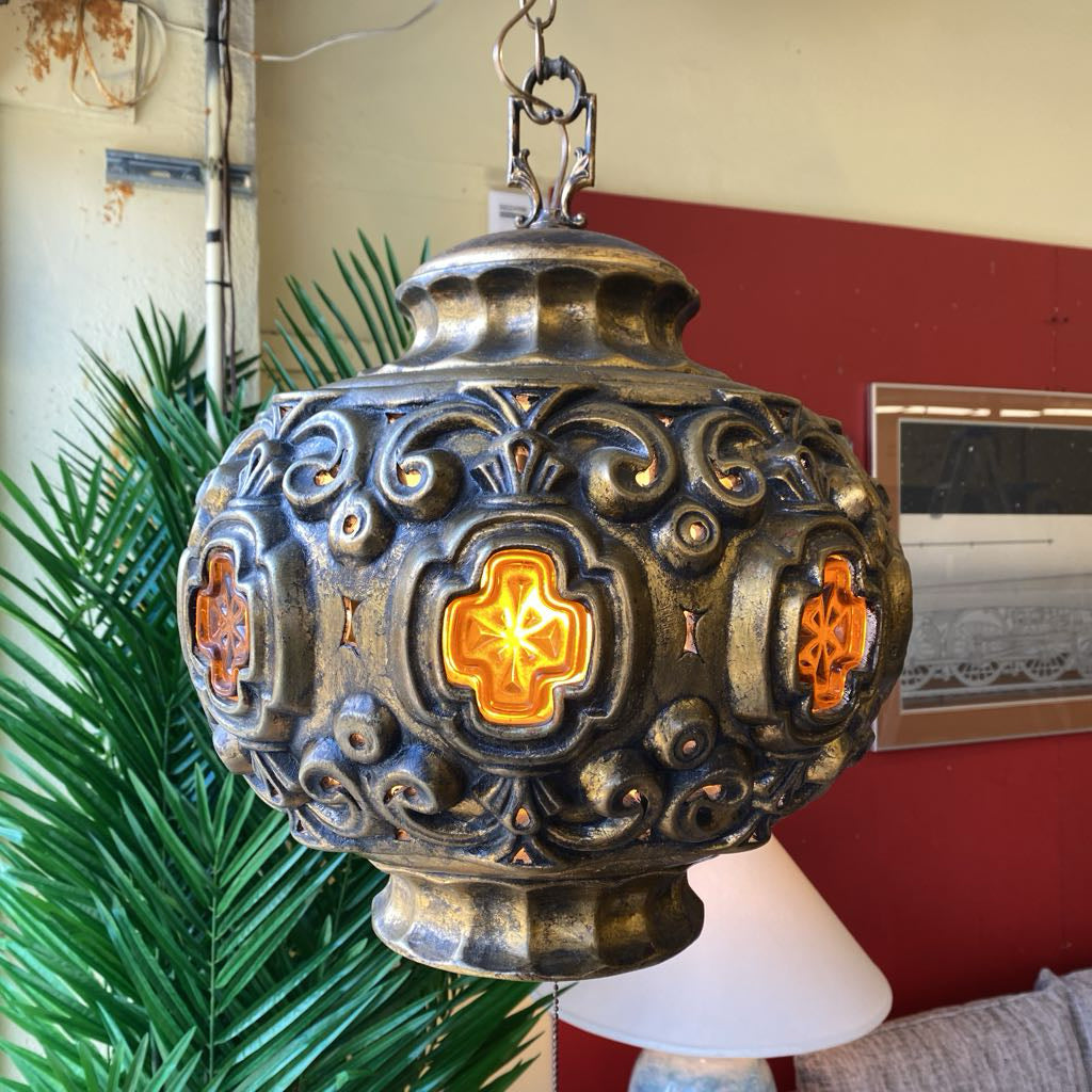 Large 60's Kitschy Gourd Swag Lamp
