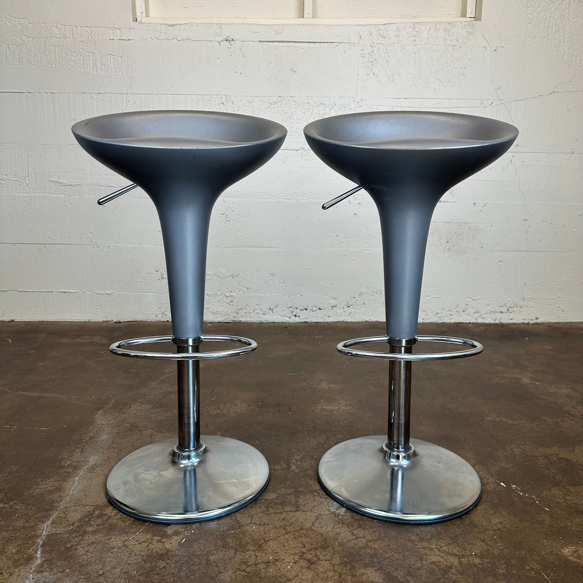 Silver And Chrome Barstools (Set Of Two)