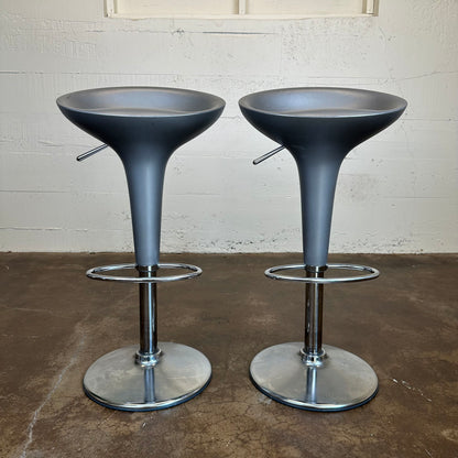 Silver And Chrome Barstools (Set Of Two)