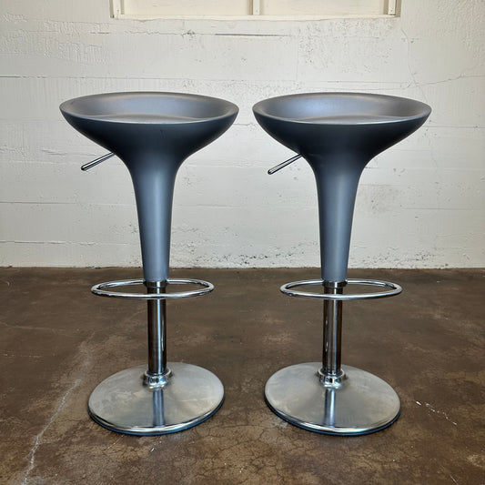 Silver And Chrome Barstools (Set Of Two)