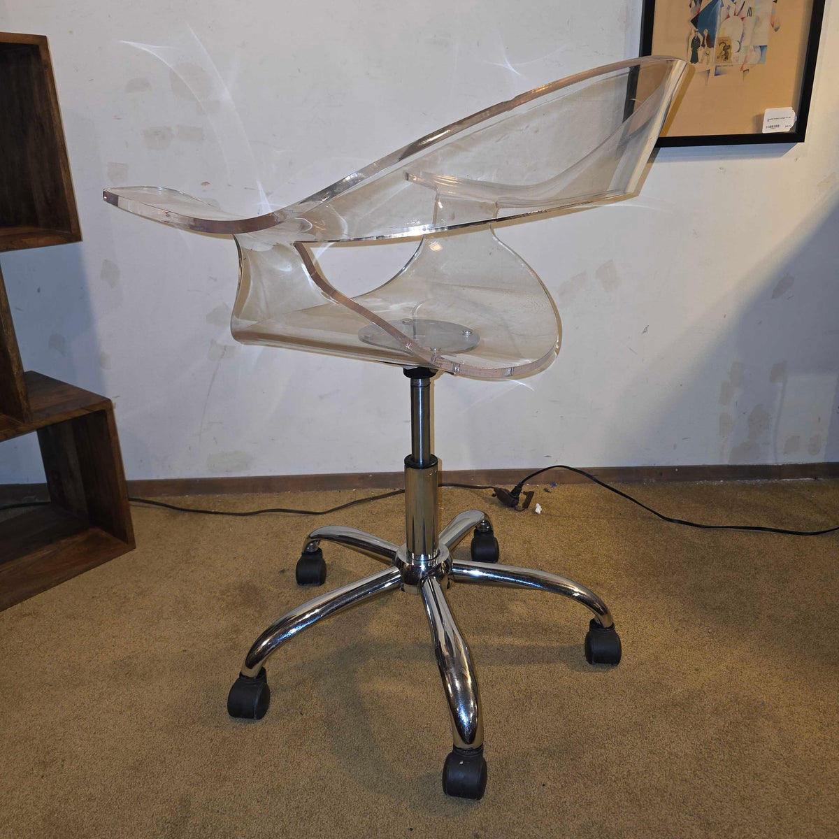 Mod Lucite Rolling Chair AS IS