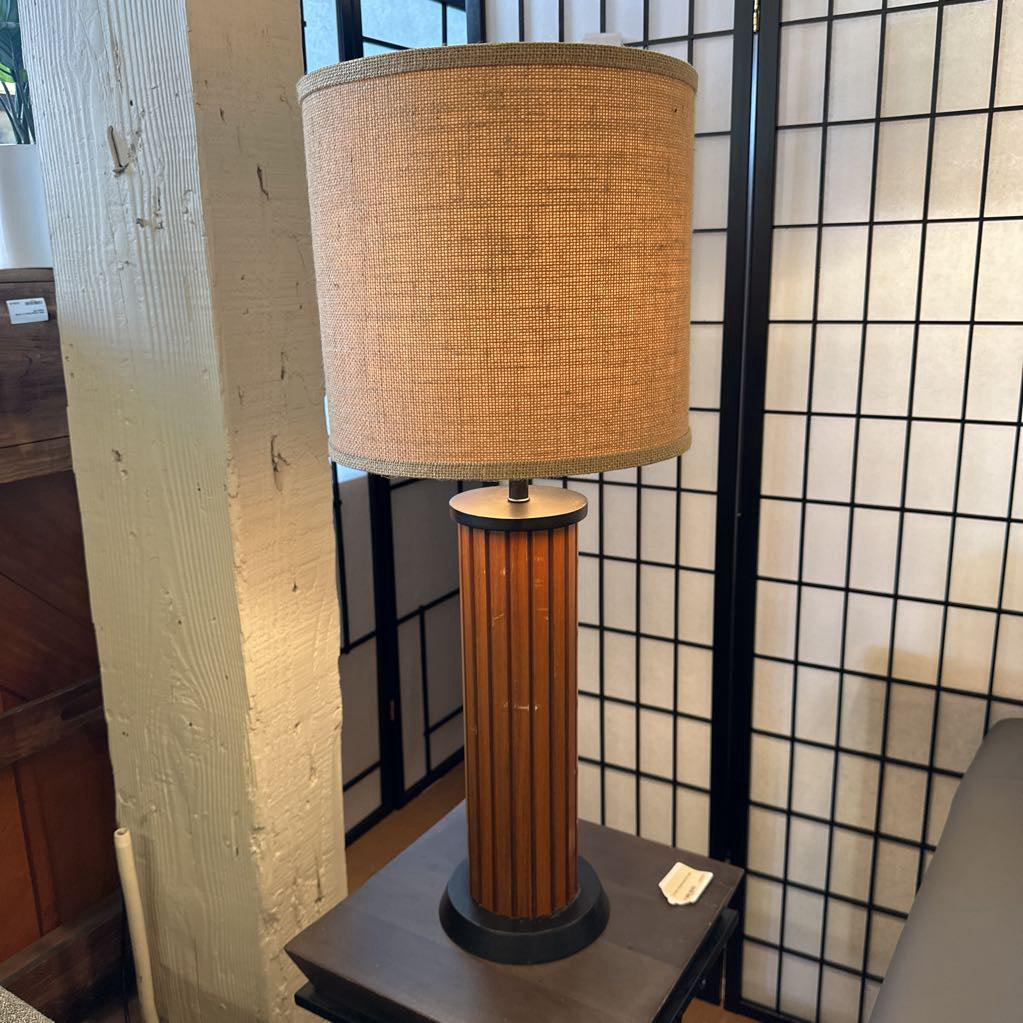 Danish Teak And Burlap Lamp